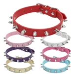 1pc Cool Cat Dog Collar Leather Spiked Studded Collars For Small Medium Colorful Pets Necklace Dogs Cats Neck Strap Pet Products - Image 2