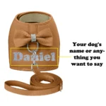 Personalized Dog Harness and Leash Set Free Print Name Pet Vest Harness Lead with Cute Bowtie for Small Medium Dogs Cats Pug - Image 4