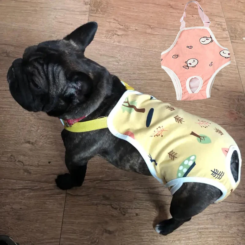 kf-S639e7839ae5a4ac8a4e9a2f9d1c276d39 Adjustable French Bulldog Pet Shoulder Strap Physiological Pants Washable Female Dog Underwear Safety Trousers mascotas Shorts - Image 1