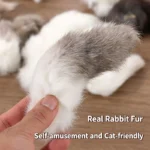 2Pcs Natural Rabbit Tail Cat Toy, Scented Plush Chew Toy For Indoor Cats Enrichment,Soft Cat And Dog Universal Toy Interactive - Image 5