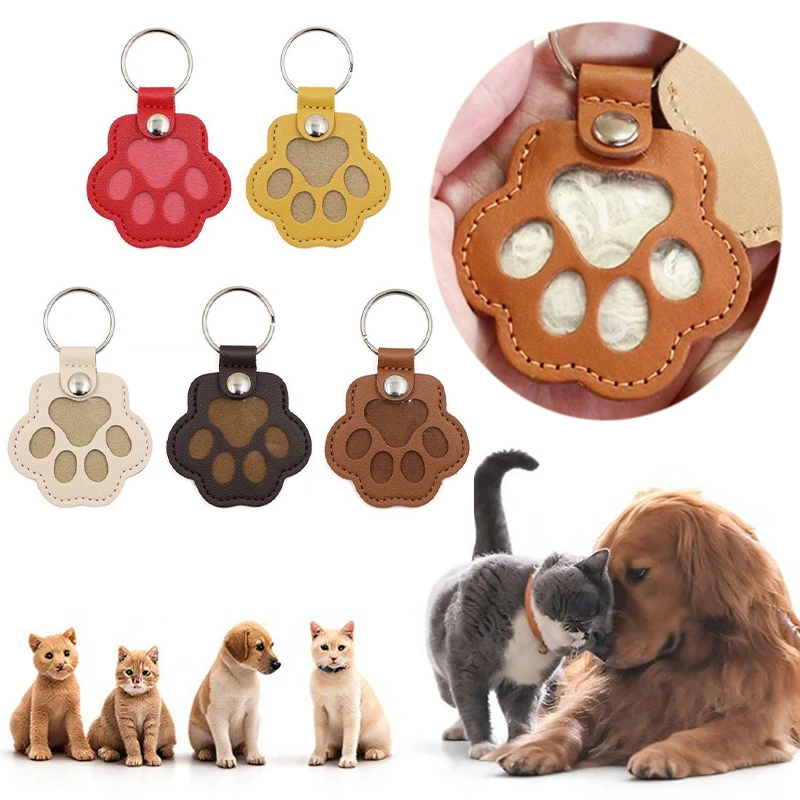 kf-S650a65b183fd448fa1bb3948d87dd352V Pet Hair Memorial Keychain PU Leather Keepsake Locket for Cat Dog Fur Pet Hair Storage Pendant Handbag Hanging Accessories - Image 1