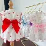 Thin Dog Cooling Dress, Puppy Summer Clothes, Bow, Heart Print, Pet Skirt, Kitten Dog Costume, Chihuahua, Bichon, Yorkie, Girls - Image 2