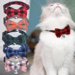 Adjustable Dog Collar Cat Collar Pet Supplies Kitten Neck Strap Bell Plaid Safety Buckle Bowknot Necklace Puppy Necktie Collars - Image 2