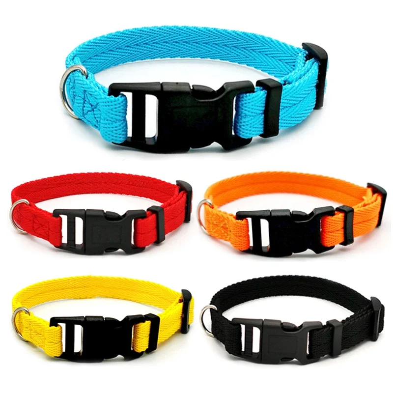 kf-S66929385b8474624ab50e81ae6a6ed48c Dog Collar Solid Color Puppy Collars Medium Dogs Quickly Disengaged Pet Dog Training Collar Teddy Bichon Small Dog Collar - Image 1