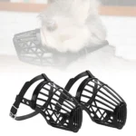 Soft Plastic and Leather Strong Dog Muzzle Basket Design Anti-biting Adjusting Straps Mask Dog Muzzle for Small Medium Large Dog - Image 4