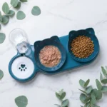 Pet Double Bowl Tilted Neck Protection Automatic Water Feeder Food Bowl Anti Choke Feeding Dish for Cat Dog Indoor Home Daily Us - Image 4