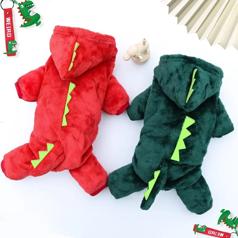 kf-S6a8f9156537e4f7a902f8a62162b7f5b5 Dinosaur Dog Clothes Fleece Pet Jumpsuits Winter Warm Dog Coat Jacket for Dogs Hoodies Chihuahua French Bulldog Clothing - Image 1
