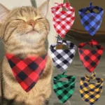 Large Pet Scarf Bandana for Dogs Cotton Plaid Washable Bow Tie Collar Cat Puppy Triangular Scarf Bib - Dog Accessories - Image 6