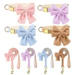 Cute Dog Collar Leash Set With Bowknot Soft Velvet Puppy Dogs Collars Outdoor Pet Walking Lead For Small Medium Dogs Chihuahua - Image 7