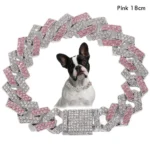 Creative Gift Link Chain Dog Diamond Chain Collar Inlaid Rhinestone Hip Hop Link Chain Necklace Bling 15mm Pet Crystal Necklace
