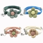 Cat Bell Collar Colorful Adjustable Sweat Cute Cartoon Pet Collar Sun Flower Bowtie Soft Polyester Small Dog Cat Necklace - Image 6