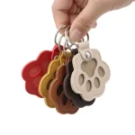 Pet Hair Memorial Keychain PU Leather Keepsake Locket for Cat Dog Fur Pet Hair Storage Pendant Handbag Hanging Accessories - Image 2