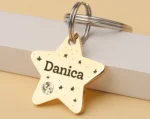 Dog Tag For Pets Personalized Star Shaped Collar Custom Name Phone Number Tag Pet ID Tag Gold Star Free Split Ring