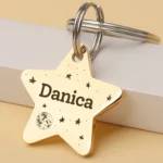 Dog Tag For Pets Personalized Star Shaped Collar Custom Name Phone Number Tag Pet ID Tag Gold Star Free Split Ring