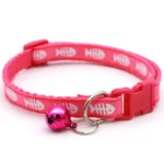 Adjustable Cartoon Fish Bone Dog Kitten Cat Collar with Bell Polyester Buckle Collars for Small Dogs Kitten Accessories Supplies - Image 4