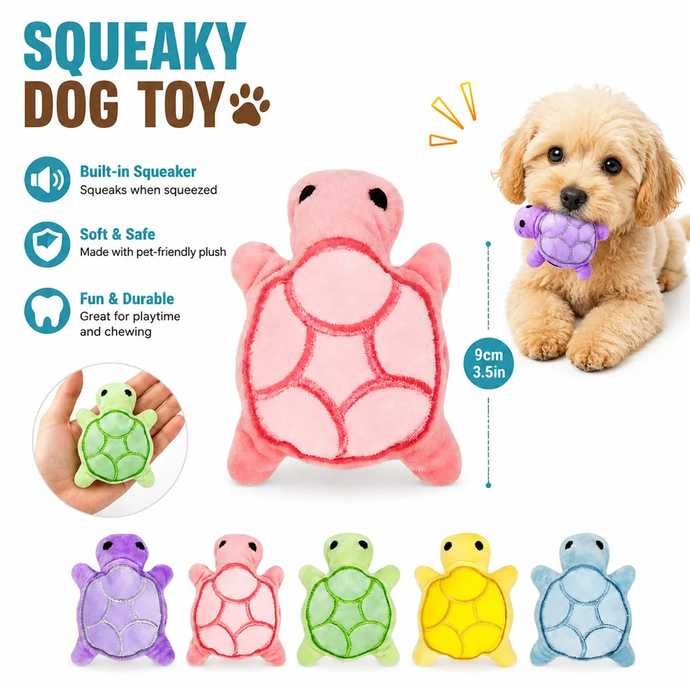 kf-S6e32086f5adb4038b74673461832af28c Mini Squeaky Turtle Plush Dog Toy Soft Puppy Chew Toy Interactive Pet Toy Palm Size for Small Dogs Puppies with Sound - Image 1
