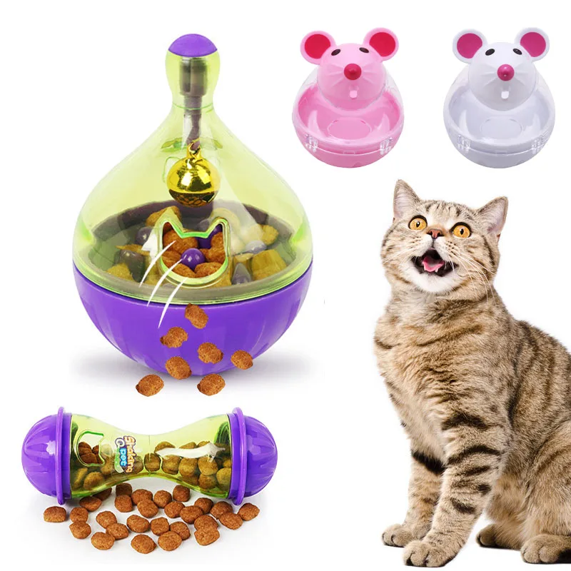kf-S6f142f261a85449191050672cd2a91d0d Cat Food Leakage Toys Interactive Food Funnel Plastic Cat Food Dispenser Mouse Ball Shape Tumbler Puzzle Training Pet Supplies - Image 1