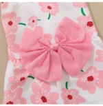 Pet Picks Summer Floral Print Dog Dress with Big Pink Bow, Sleeveless Pet Skirt for Small Puppy Cat Bichon Chihuahua Yorkie - Image 3