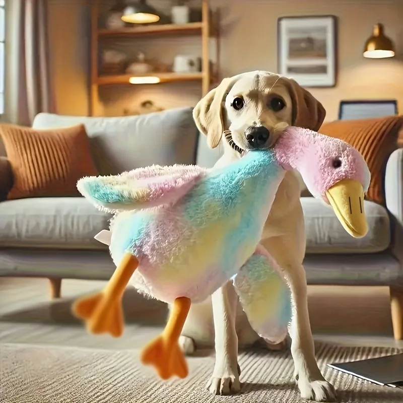 kf-S6f9dd55be7ea4848abe65789e11b4ce0h 50cm Soft Colorful Duck Plush Toy for Cats Dogs Relax Pet Companion Anxiety-Relieving Dog Buddy Energy Release Gift for Pets - Image 1