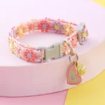 Pet Collar With Bell Colorful Flower Dog Puppy Kitten Collar Adjustable Safety Bell Ring Necklace Pet Accessories