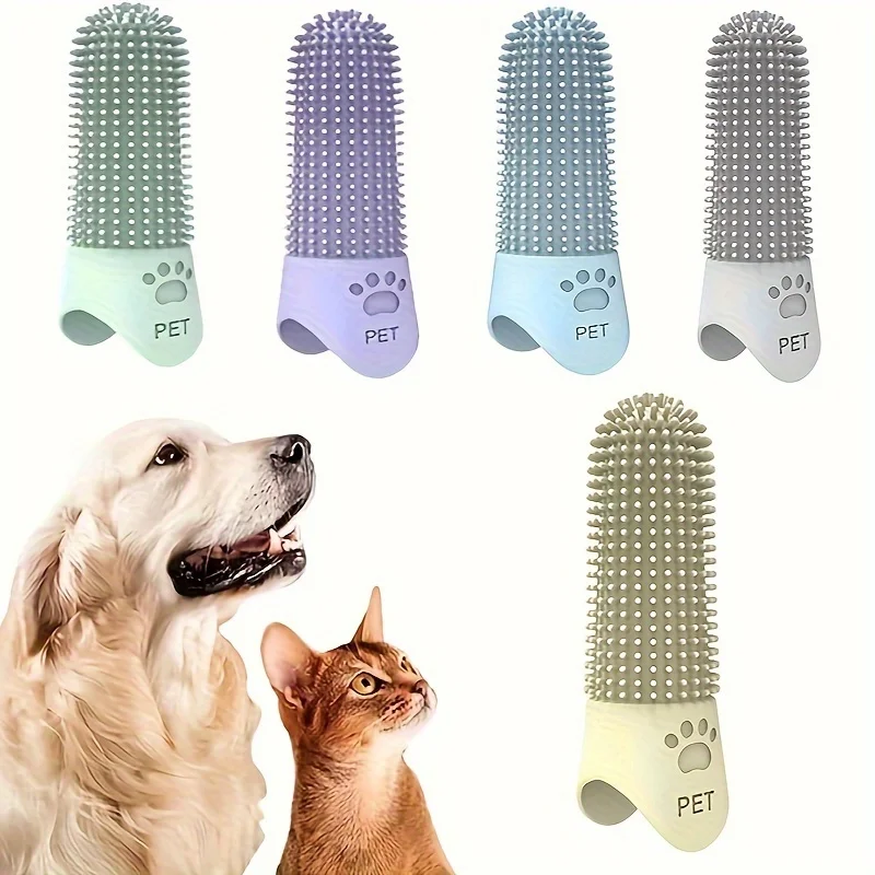 kf-S70163c4e1fb54b7091cec3b03f5ab26f0 Soft Silicone Dog Toothbrush 360° Finger Toothbrush for Dogs Cats Durable Pet Finger Brush Tooth Cleaning Tool for All Breeds - Image 1