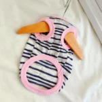 Fashion Pink Tulle Dog Dress Striped Knit Pet Outfit with D-Ring for Small Dogs Cats Photoshoot & Daily Wear - Image 5