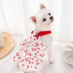 Dog Cotton Cake Skirt Summer Breathable Cherry Pattern Cute Dress Pet Sling Big Dog Clothes Cat Skirt Chihuahua Princess dress