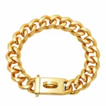 Gold Dog Collar Stainless Steel Metal Pet Choker Silver 19mm Wide Lead for Medium Large Dogs French bulldog Labrador Retriever - Image 3