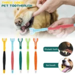 Three Sided Pet Toothbrush Three-Head Multi-angle Toothbrush Cleaning Dog Cat Brush Bad Breath Teeth Care Tool Cleaning Mouth - Image 2