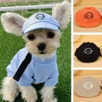 Dog Sun Hat adorable with Cartoon Dog Embroidery Design，Adjustable Sun Hat for Small&Medium Cats and Dogs，Keeping Pet Fashion - Image 3