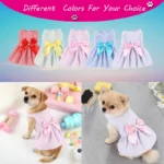 2pcs Pink & Yellow Bow-Knot Skirt For Pets In Spring/Summer For Small And Medium Sized Cats And Dogs Valentine's Day For Holiday - Image 4