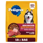 High Protein Dry Dog Food for Adults with Beef and Lamb Flavor in 18 Lb Bag