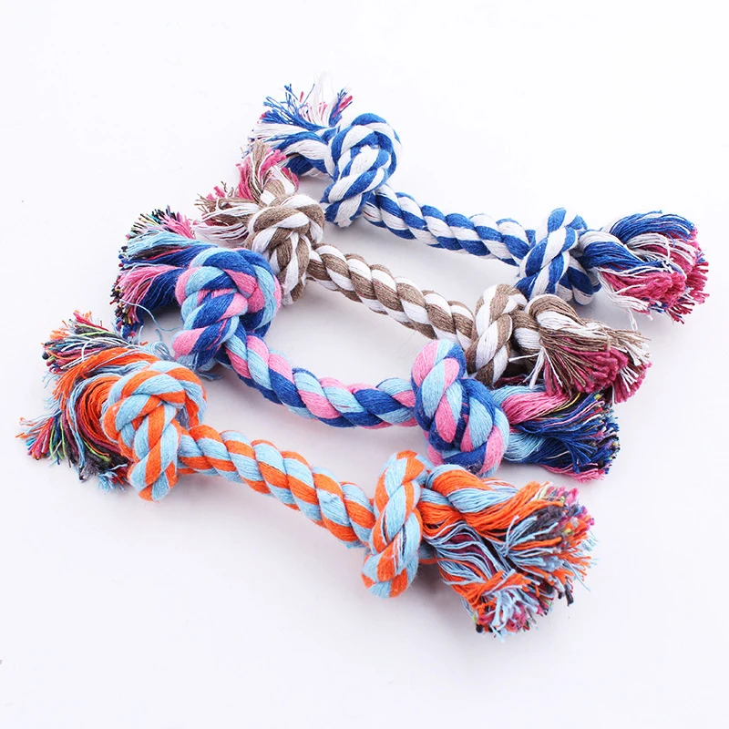 kf-S765e1526bc3d4ae395b58dcbcfd14ca6B Random Color Pet Dog Toy Bite Rope Double Knot Cotton Rope Funny Cat Toy Bite Resistant and Sharp Teeth Pet Supplies Puppy Toys - Image 1