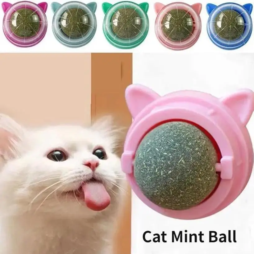 kf-S771c95346c7a4da6b146414b136b3368j 1 Pcs Natural Catnip Cat Wall Stick-on Ball Treats Healthy Natural Removes Hair Balls To Promote Digestion Pet Cat Grass Snacks - Image 1