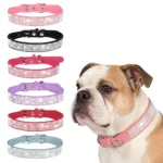 New Shiny Rhinestone Pet Collar, Soft Microfiber Adjustable Collar for Small Medium Dogs & Cats, Lightweight Walking Collar