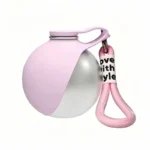 Portable pet water bottle stainless steel spherical leak proof bowl pet cup with silicone lid and cord easy to clean and store - Image 6