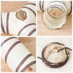 Fun Polyester+Steel Wire Cat Tunnel Tube Breathable Foldable Cat Nest Training Interactive Beige+Coffee Pet Fun Play Toy Cat - Image 6