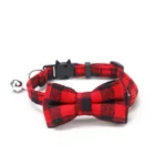 Pet Breakaway Cat Collar Bow Tie and Bell Cute Plaid Christmas Red Elastic Adjustable Dog Collar With Sash Small Bell For Cats - Image 4