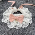 Pearl Dog Collar Jewelled Silk Wedding Cat Puppy Ribbon Scarf Pendant Pet Bows Necklace Satin New Kitten Accessories Bowtie Gift - Image 3