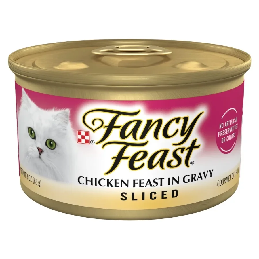 kf-S7f52f3ea7ca546279aa077439f653a0ft Purina Sliced Kitten Food, Wet Cat Food, Chicken Feast in Gravy, 3 oz Can, 24 Pack - Image 1