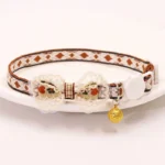 Wholesale Brown Bowtie Cat Collar with Lace Beads Bell and Breakaway Safety Buckle for Pets - Image 6