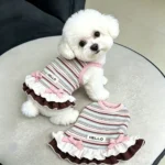 New Cute Style Summer Dog Dress Soft Thin Rainbow Stripes Lace Dog Dresses Breathable Teddy Dog Skirt for Small Dogs - Image 5