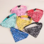Adjustable Pet Puppy Cat Scarf Bandana Collar Neck Scarf For Small Dogs Kitten Saliva Towel PU Collar with Triangular Bandage - Image 2