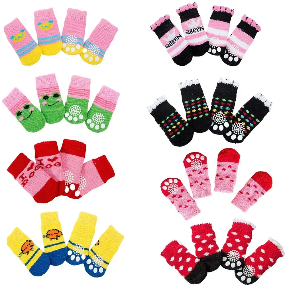 kf-S813c9448555d40ea86886cf7165e710co 4Pcs Pet Cat Dog Floor Anti-slip Socks Autumn Winter Warm Soft Wool Socks Pet Kitten Puppy Anti-freeze Feet Paw Protector Socks - Image 1