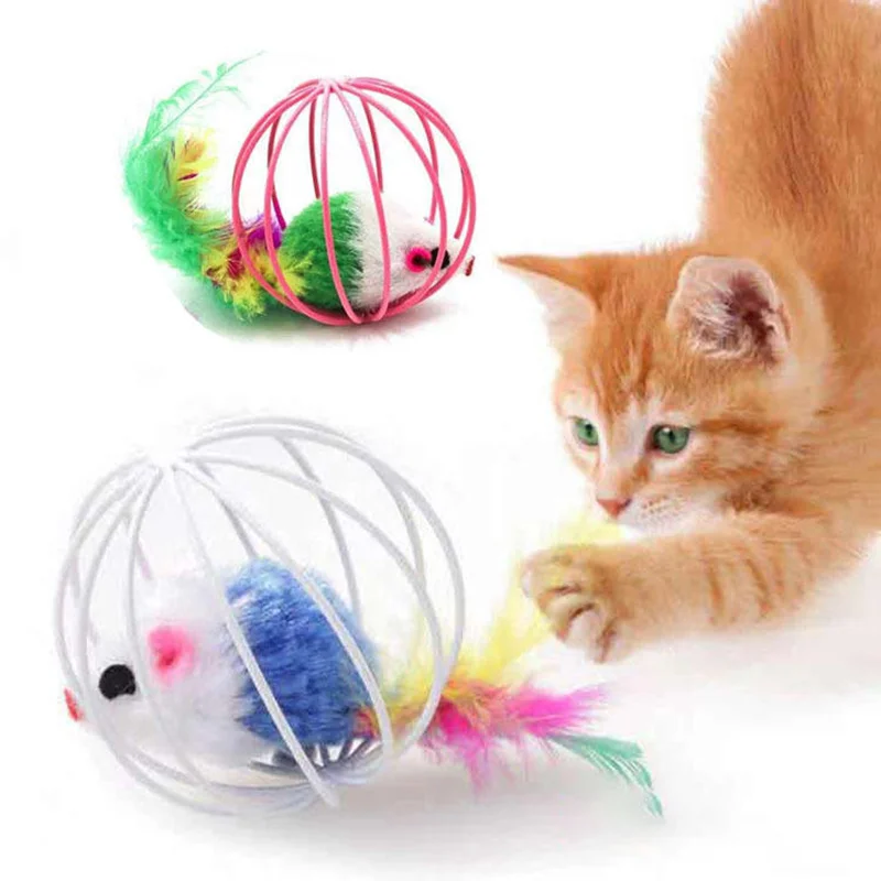kf-S83b2ae4974914cf7aadfe721144740436 Popular Colorful Mouse in Cage Cat Toy Within Sand Interactive Chase Cat Mouse Toy - Image 1