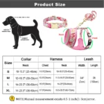 Nylon Printed Dog Collar Harness Leash Mesh Puppy Cat Vest Personalized Pet Collars Anti-lost For Small Medium Dogs Cats Pink - Image 6