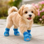 4Pcs Cute Mesh Dog Shoes Non-slip Elastic Strap Cooling Dog Boots Soft-sole Wear-resistant Pet Sandals Summer - Image 2