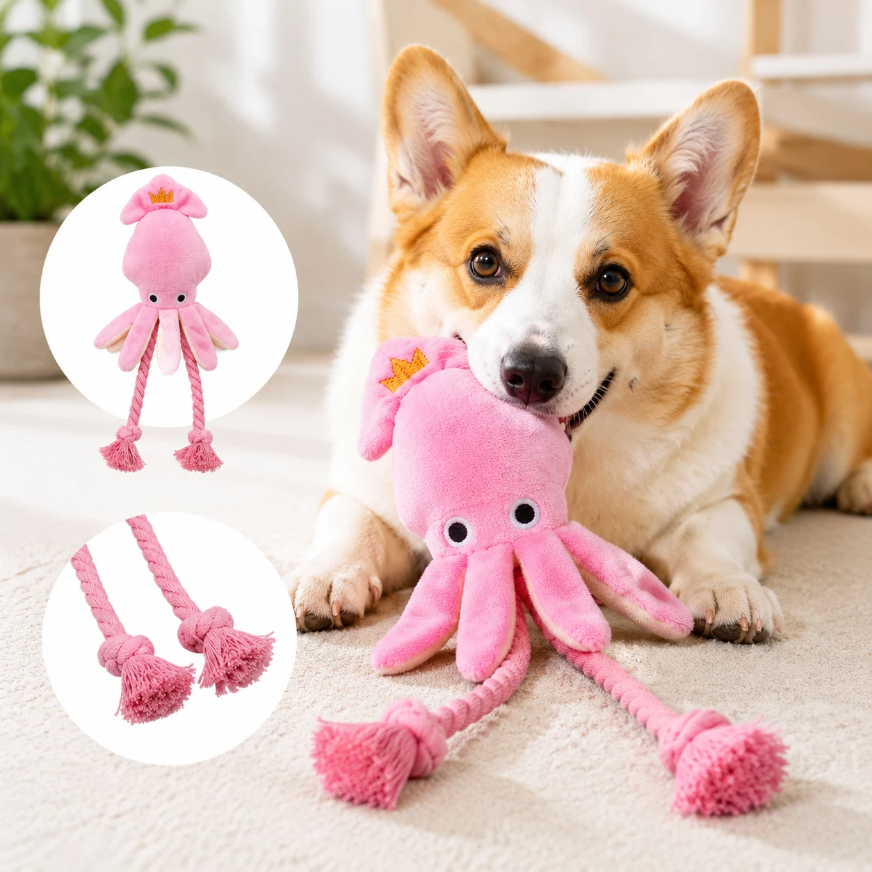 kf-S84e53c4fa61a47378c46b8cfd6fddd06F Dog Squeaky Toys Plush Animal Fruit Food Toy Durable Chew Interactive Toys Small Medium Dogs Cats Puppy Pet Supplies - Image 1