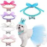 Imitation Pearl Cute Dog Necklace Pet Collar Accessories Jewelry Neck Chain For Small Dogs Large Dog Cats 5 colors - Image 5