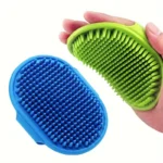 Dog Bath Brush Silicone Pet Massage Brush, Pet Shampoo Brush Massage Rubber Bathing Comb with Adjustable Circular Handle